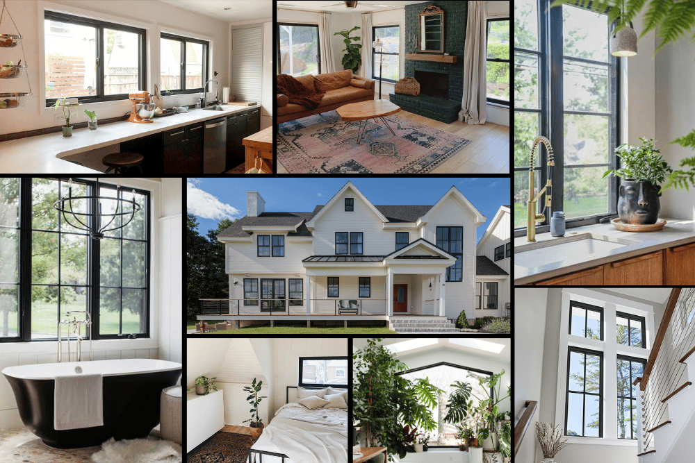 Examples of 8 different black window options from Renewal by Andersen