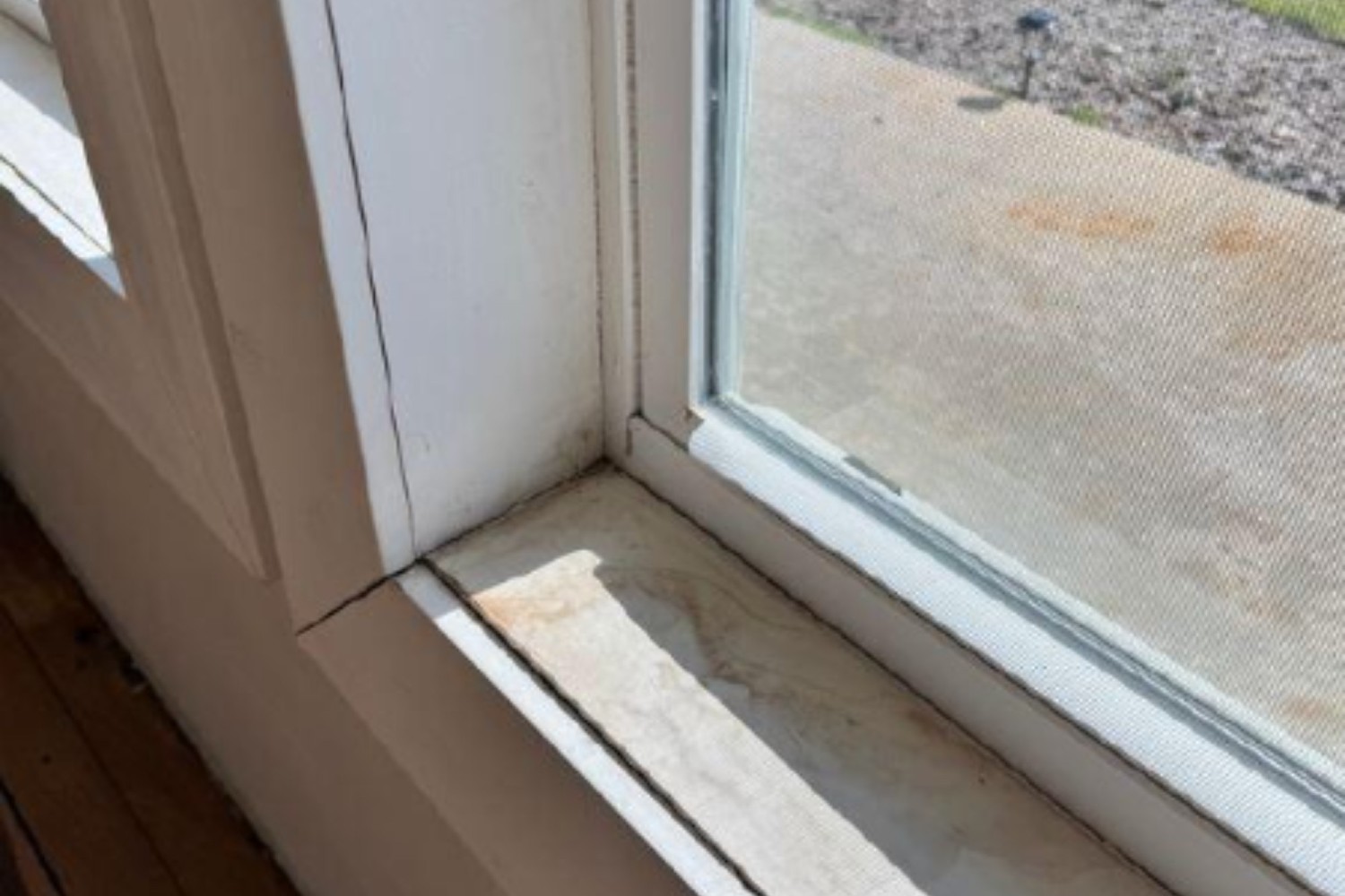 Liz Rishel's windows that have water damage due to improper installation.