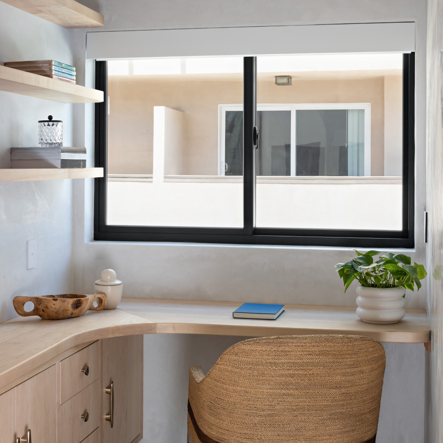 The pocket office or study area for Breegan Jane's kids. There is a gliding window to let in a lot of light.