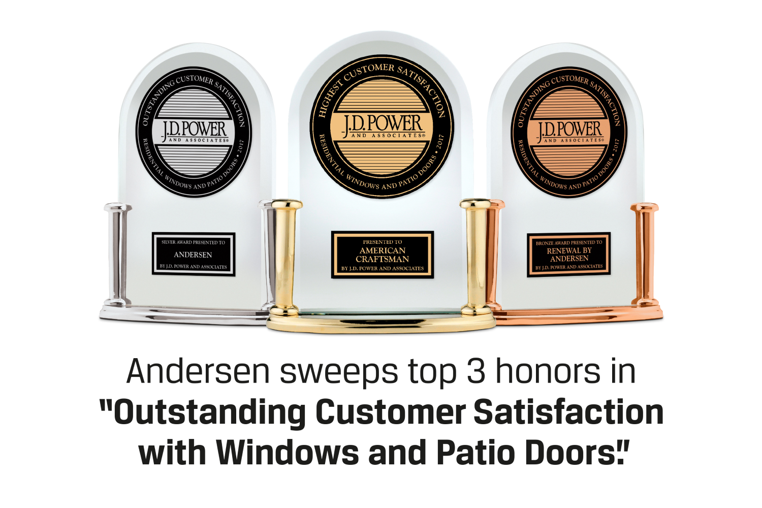 Andersen sweeps top 3 honors in "Outstanding Customer Satisfaction with Windows and Patio Doors"